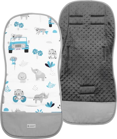 Springos Kinderwagenmatras - Kinderwagen Accessoires - Katoen - Polyester - Dieren - Meerkleurig - 37 x 78 cm