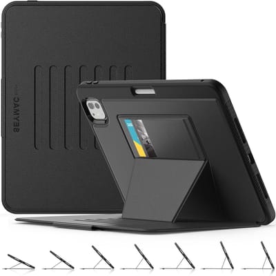 iPad Pro 11 inch 2024 Hoes met Auto Sleep/Wake, Schokbestendige Bescherming en Multi-hoek Stand, Zwart