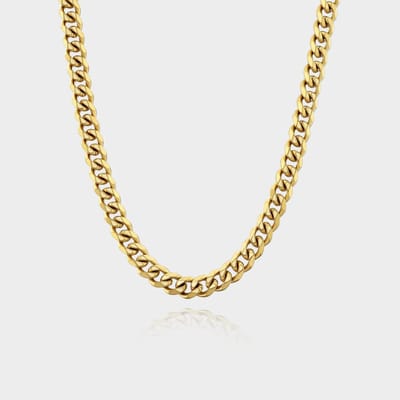 Cuban Ketting 7 mm - Gouden Schakelketting - 50 cm lang - Ketting Heren - Olympus Jewelry