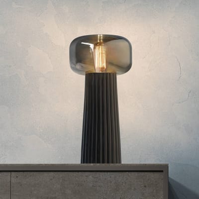 Mantra Iluminación Faro tafellamp, glas, kunststof, fitting E27, zwart