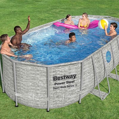 Bestway - Oval Pool - Zwembad - PVC en staal - Grijs - 549 x 274 x 122 cm