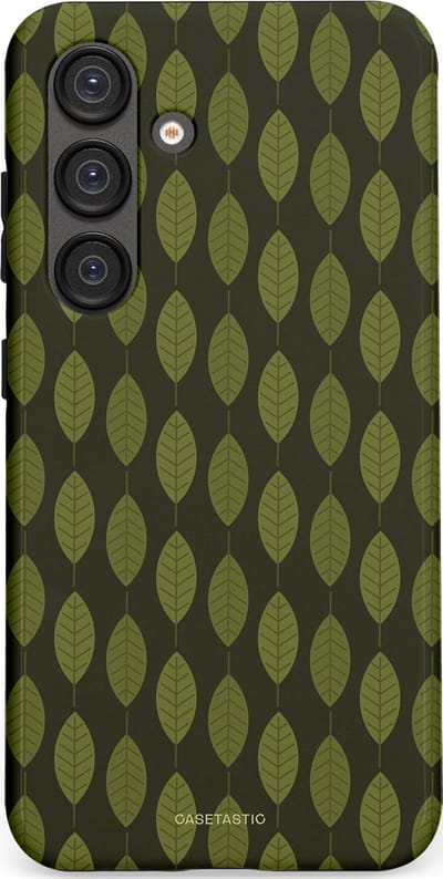 Casetastic hoesje geschikt voor Samsung Galaxy S25 - Dubbellaagse bescherming - Donkergroene Bladerendek - Fashion Case - Zwart Donkergroen