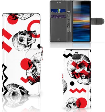 Telefoonhoesje met Naam Sony Xperia 10 Skull Red