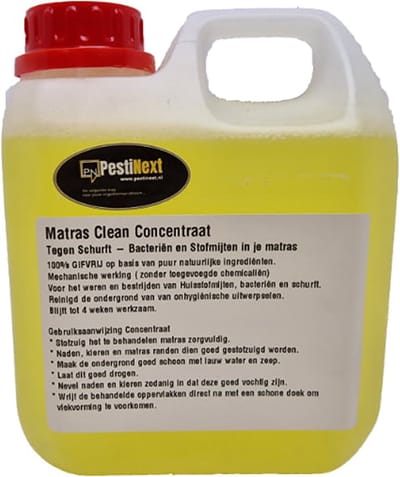 Matrasreiniger - PestiNext Matras Clean Concentraat tegen schurft - huisstofmijt en bacteriën in bed - 1 liter concentraat is 5 liter eindproduct