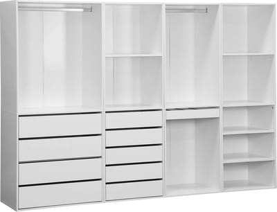 sweeek - Open kledingkast 4 modules modulair 9 lades hangruimtes en vakken - modulo
