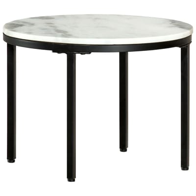 vidaXL - Salontafel - Ø50 - cm - echt - massief - marmer - wit - en - zwart