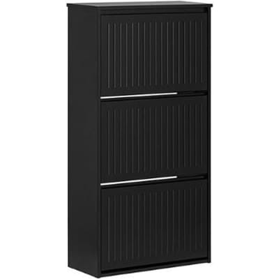 SoBuy FSR165-H-SCH Schoenenkast - Zwart Houtcomposiet met 3 Flappen