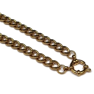 Aramat Jewels | Bedelketting | Stalen Bedelketting Gourmetschakel 7mm - Unieke Goudkleur | 40cm |40cm |7mm | Staal | Volwassenen | Verkleurd niet