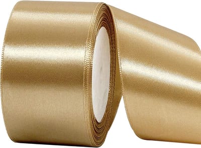 lint 50 mm breed, dik gouden lint, 22 m champagne-lint. Stoffen lint. Kerstlint. Cadeauverpakking, haarstrik, taart, ambacht, auto, bruiloft, feest, Valentijnsdag, kerstdecoratie