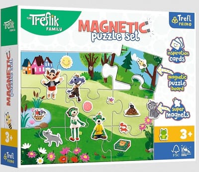 Trefl Magnetyczne Puzzle - Treflikowy Dzień, 2 Zestawy Magnesów, 12 Kart
