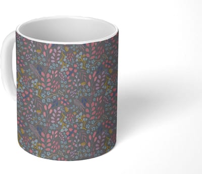 Mok - Koffiemok - Bloemen - Pastel - Design - Natuur - Mokken - 350 ML - Beker - Koffiemokken - Theemok