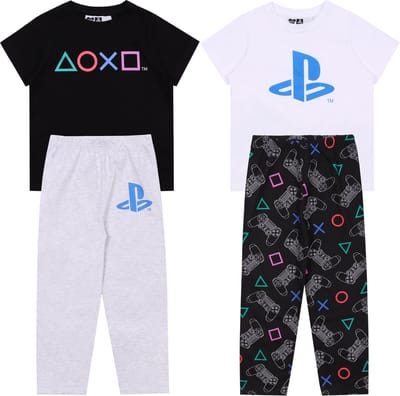 2x Jongens zwart-witte Playstation pyjama, OEKO-TEX