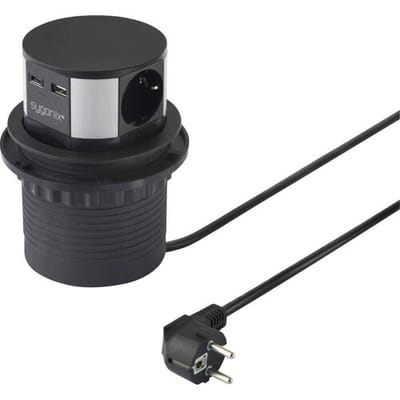 Sygonix SY-6887466 Stekkerdoostoren 3-voudig Zwart, Zilver Randaarde stekker 1 stuk(s)