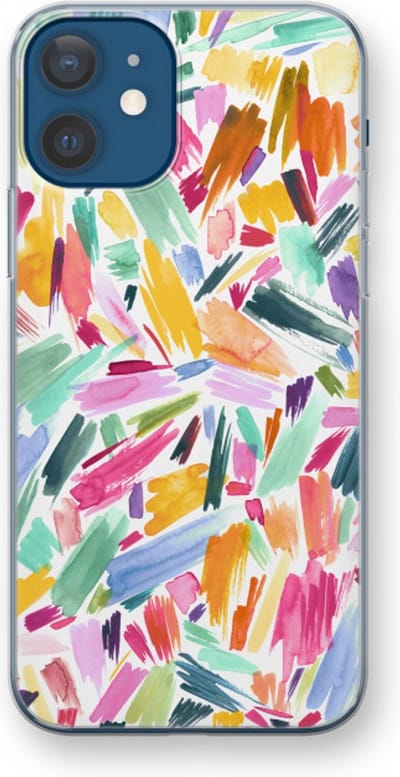 Case Company® - Hoesje geschikt voor iPhone 12 hoesje - Watercolor Brushstrokes - Soft Cover Telefoonhoesje - Bescherming aan alle Kanten en Schermrand