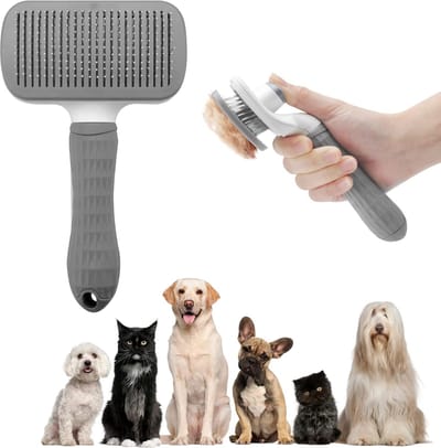 Hondenborstel voor kort haar en lang haar - zelfreinigende vachtborstel voor honden en katten
