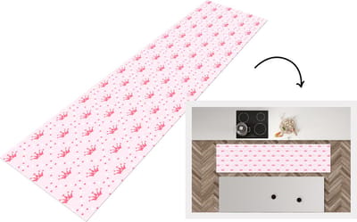 Keukenloper - Loper keuken - Kroon - Patroon - Roze - 200x50 cm - Keukenloper vinyl