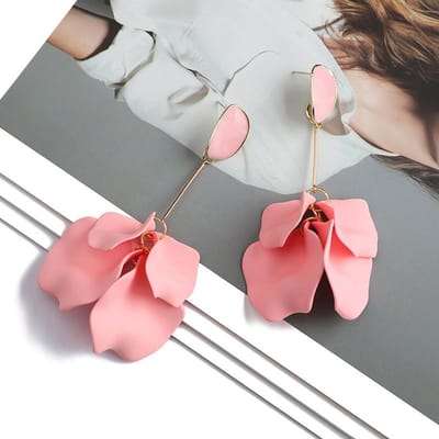 Zoete Lange Hangende Druppeloorbellen Romantische Acryl Rozenblaadje Kwastjesoorbellen voor Vrouwen Fee Hanger Bruiloftsoorbellen Sieraden roze