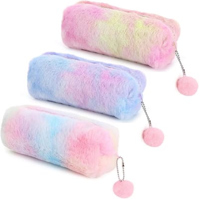 Zachte Pluche Potlood Hoesjes - 3 Stuks, Regenboog Etui voor Schoolbenodigdheden