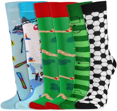 Socks4Fun - 6 Paar - Grappige sokken - Thema Sport - Dames & Heren - Katoen - Maat 42-47