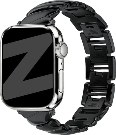 Bandz Premium Metaal Band ‘Twisted’ Zwart – modern premium RVS bandje – geschikt voor Apple Watch 1/2/3/4/5/6/7/8/9/10/11/SE (38/40/41/42mm)
