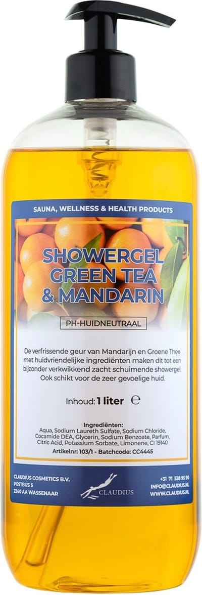 Claudius Douchegel Green Tea & Mandarin 1 liter - met gratis pomp - Showergel