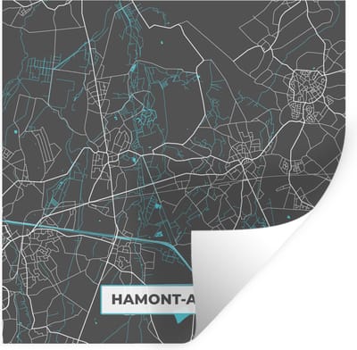 Muurstickers - Sticker Folie - Kaart – Plattegrond – Stadskaart – Hamont Achel – België – Blauw - 100x100 cm - Plakfolie - Muurstickers Kinderkamer - Zelfklevend Behang XXL - Zelfklevend behangpapier - Stickerfolie