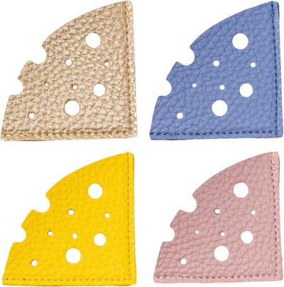 4 bladwijzers van leer in kaasvorm, bescherming voor de hoeken van boeken, grappige en praktische accessoires voor leesliefhebbers, perfect cadeau en handgemaakt
