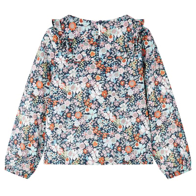 vidaXL - Kindershirt - met - lange - mouwen - 128 - donkerblauw