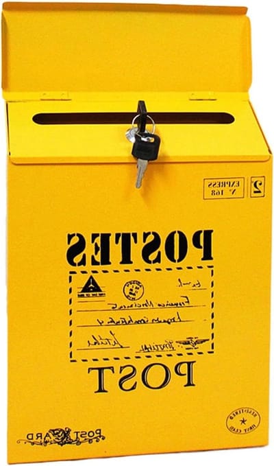 Brievenbus Muurbevestiging - Wand brievenbus - Post Ontvangen - Waterdicht Metaal - 20B x 10H cm - Geel