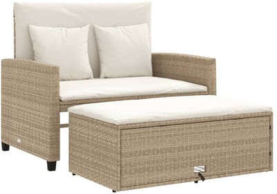 Tuinbank – Tuinbankjes weerbestendig - Tuinbanken - Loungebank - Balkon Set - Buitenbank - Beige - 2 personen - Staal