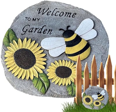 Decoratieve Tuinstenen - Pad Stenen - Tuinpad Aanleggen - Zonnebloem Bij Thema - 23.5 cm Doorsnede - Multicolor