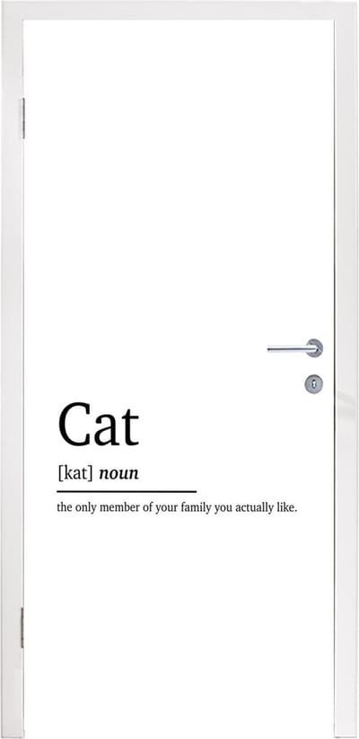 Deursticker Woordenboek - Quotes - Spreuken - Kat definitie - Cat - 95x235 cm - Deurposter