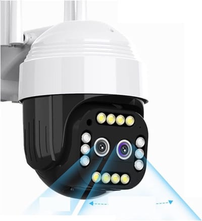 Beveiligingscamera Buiten - IP Camera - Huisbewaking - Dubbele Lens PTZ - 5MP - Zwart