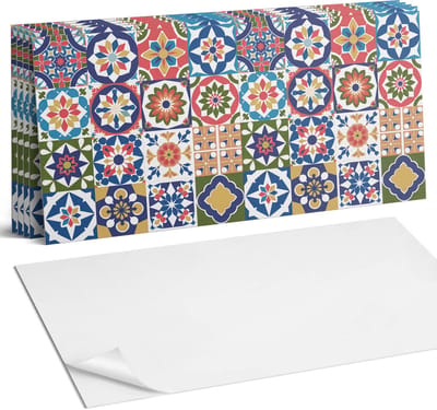Coloray Plaktegels - Mozaïekpatronen in vierkanten Wandtegel Zelfklevend - 60 cm x 30 cm - Groente Plaktegels - 6 stuks - Rechthoek PVC Tegels - Plaktegels Keuken - Zelfklevende Vloertegels Badkamer - Vinyl Tegels Zelfklevend - Portugese Tegels