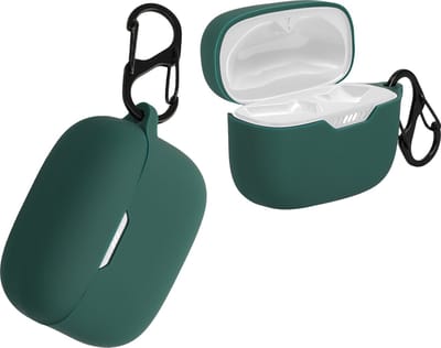 kwmobile Hoes geschikt voor JBL Tune 230 NC TWS / T230NC / T235NC - Siliconen cover voor oordopjes in donkergroen