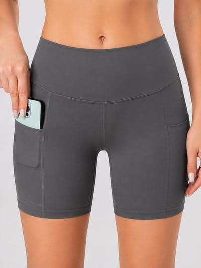 SparkNine Ease short - met handige zakken - S - grijs - korte broek - hoge taille - slim fit - ademend - sportshort