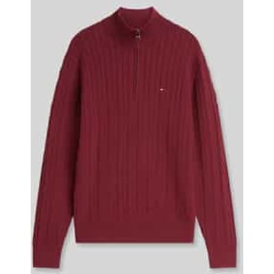 Tommy Hilfiger Half zip classic cotton cable zip mock mw0mw36532/vlp