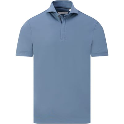 John Miller Polo Slim Plain Hyperstretch Short Sleeve Zip Collar Midden Blauw / male