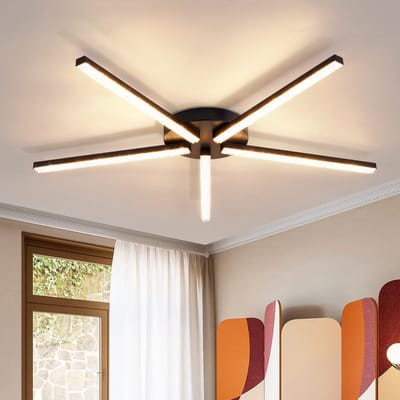 NETTLIFE LED Plafondlamp - 24W - zwart - 5 vlammen woonkamerlamp - 3000K warm wit - modern ganglamp 63.3cm - kristal slaapkamerlamp - voor keuken | slaapkamer