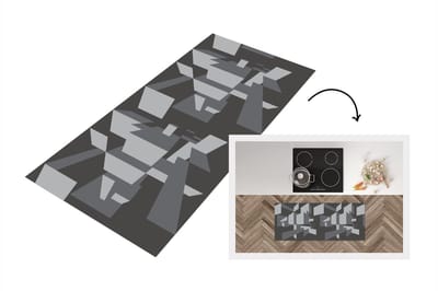 Keukenloper - Loper keuken - 3D - Patronen - Zwart Wit - 120x50 cm - Keukenloper vinyl
