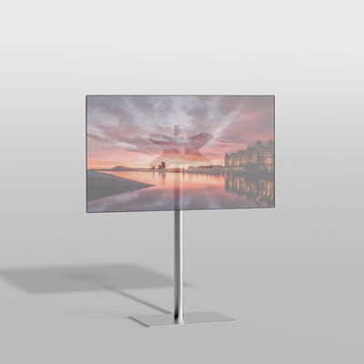 TV vloerstatief SQUARE 120 Design Tv standaard Trendy geborsteld RVS 32-65” - VESA 400x200