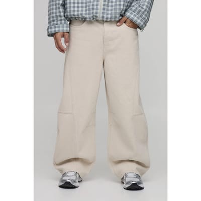 Gewassen Barrel Leg Jeans | Ecru | Size 34R