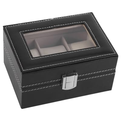 Dailygoods- Horlogedoos Elegant Design - 3 Slots - Zachte Kussens - Glazen Kijkvenster - Metalen Sluiting - Perfect voor Sieraden - Horlogeopslag