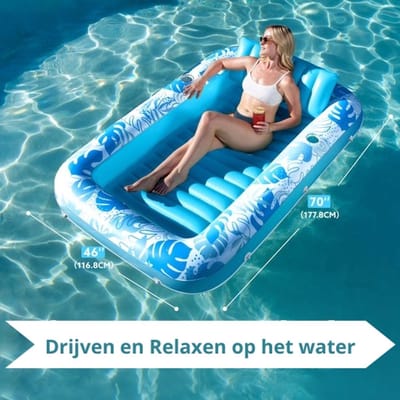 Unyqoos® Opblaasbaar Premium Tanning Bed met Kussen – Ideaal voor Zomer- en Wateractiviteiten - Luchtbed