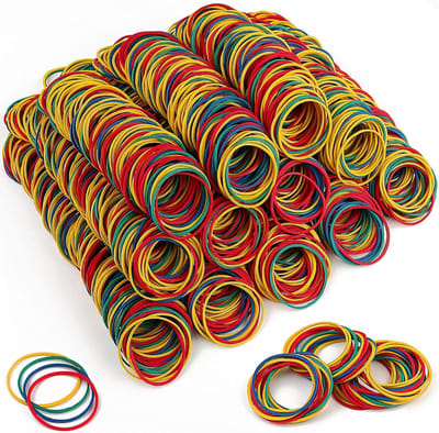 Kleurige rubberen ringen voor hoge hakken - 600 stuks - 38 x 1,5 cm - Ideaal voor thuis, kantoor en school