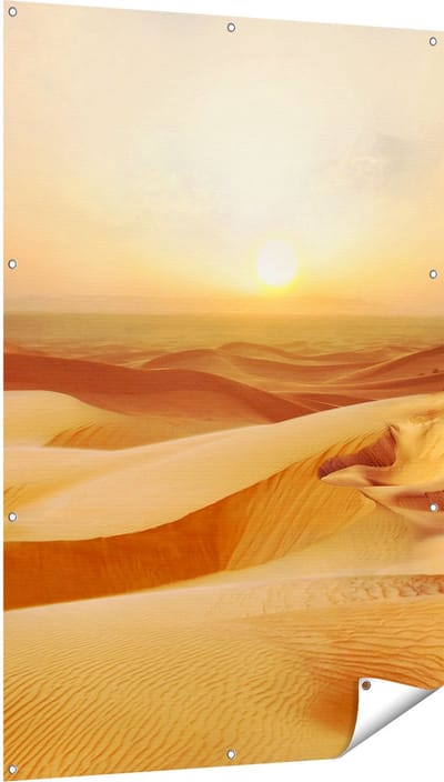 Gards Tuinposter Woestijn bij Zonsondergang in de Sahara - 100x150 cm - Tuindoek - Tuindecoratie - Wanddecoratie buiten - Tuinschilderij