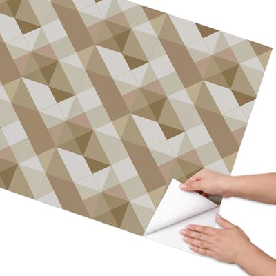 Coloray Meubel Wrap Folie - Bruin Meubelfolie - 75x150 cm - Plakfolie Meubels Geometrisch patroon - Decoratiefolie Zelfklevend - Retro Meubelfolie - Meubelfolie Zelfklevend - Badkamer decoratie - Achtergronden en patronen