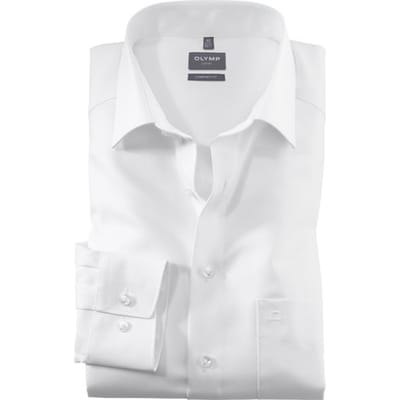 OLYMP Luxor comfort fit overhemd - wit twill - Strijkvrij - Boordmaat: 40 (EU maat: M)