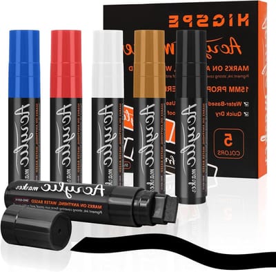 15 mm brede acrylstiften voor creatief beschilderen - Set van 5 kleuren - 3-in-1 jumbo acrylverf markers - Waterbestendig en permanent - Geschikt voor hout, glas en meer