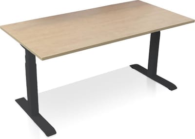 Zit-sta bureau elektrisch verstelbaar - MRC PRO NEN-EN 527 | 160 x 80 cm | frame zwart - blad wild peren - met kabelmanagement | memory functie met USB | 150kg draagvermogen